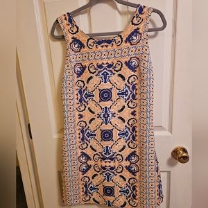 Peach and Navy Summer Dress Mini Size PM lined from Skies are Blue